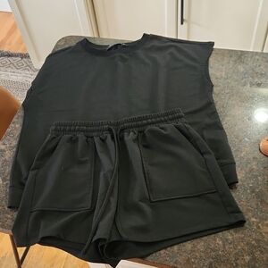 Black Sleeveless Top and Shorts Set